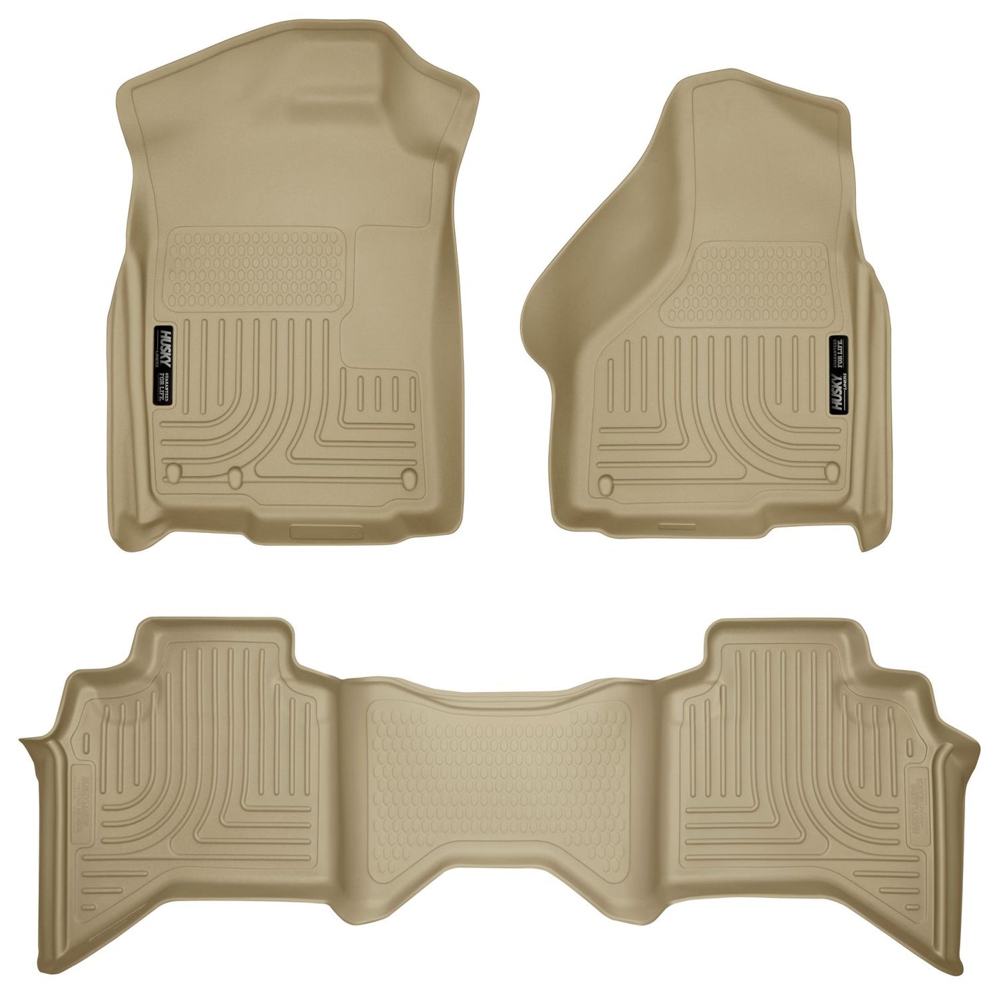 Husky Liners | Weatherbeater Front & 2nd Seat Floor Liners For 2002-2009 Ram 1500/2500/3500 Husky Liners | 98033 in tan color