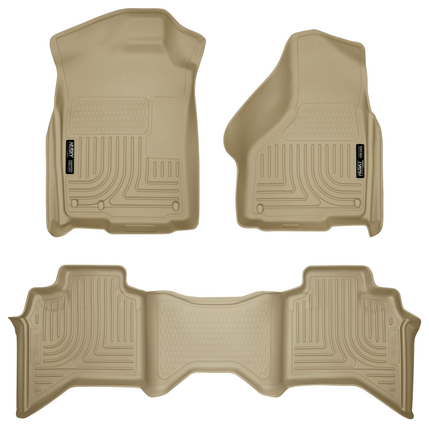 Husky Liners | Weatherbeater Front & 2nd Seat Floor Liners For 2002-2009 Ram 1500/2500/3500 Husky Liners | 98033 in tan color