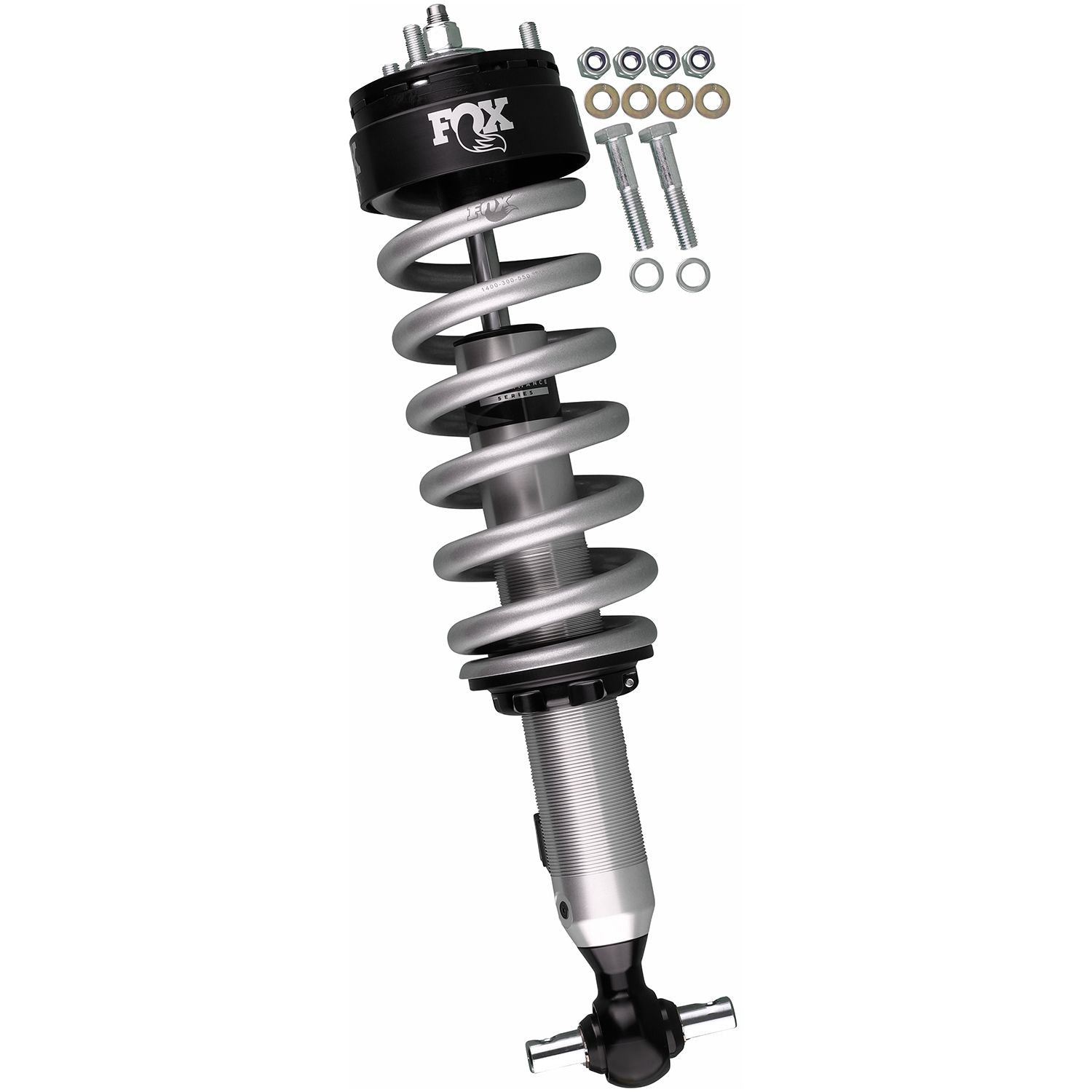 FOX | Shock Absorber 24-On Ford Ranger 4WD Front Coilover Performance Series 2.0 IFP 0-3 Lift | 985-02-158 with hardware and coil spring.
