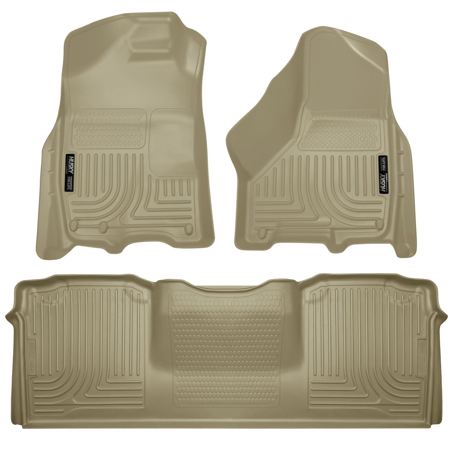 Husky Liners | Weatherbeater Front & 2nd Seat Floor Liners For 2010-2018 Ram 2500/3500 Husky Liners | 99043 in tan color.