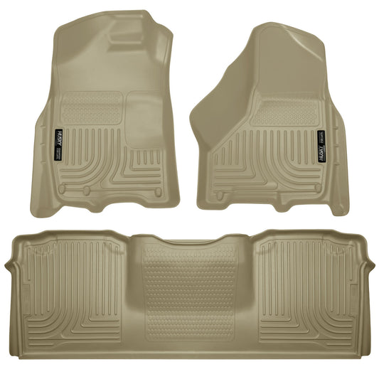 Husky Liners | Weatherbeater Front & 2nd Seat Floor Liners For 2010-2018 Ram 2500/3500 Husky Liners | 99043 in tan color.