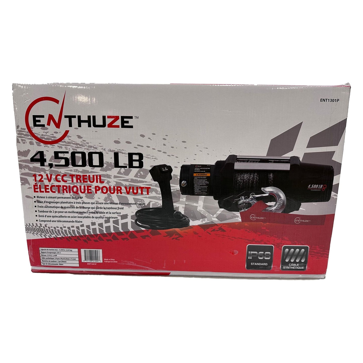 ENTHUZE| 4500Lb Atv/Utv Winch,  Synthetic Rope |ACTENT1301P