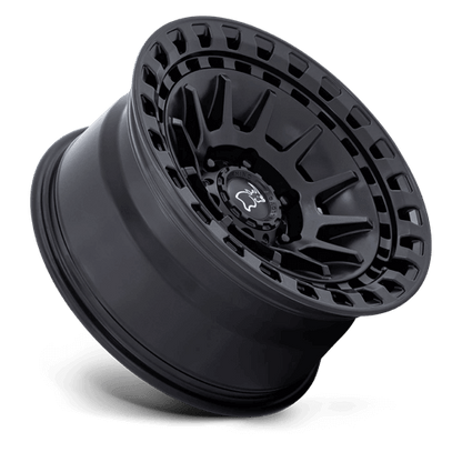 Black Rhino BARRAGE Matte Black wheel showcasing concave monoblock design with multi-spoke profile.