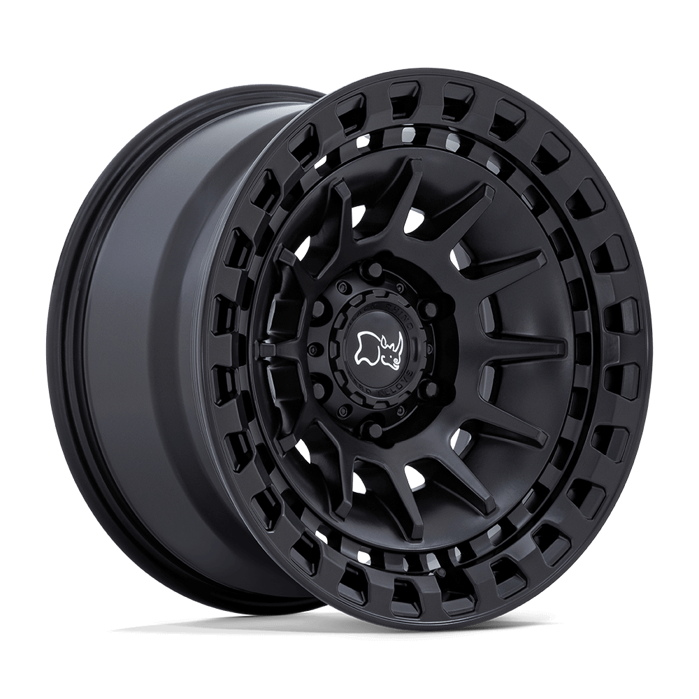 Black Rhino BARRAGE Matte Black off-road wheel featuring multi-spoke design and durable construction.