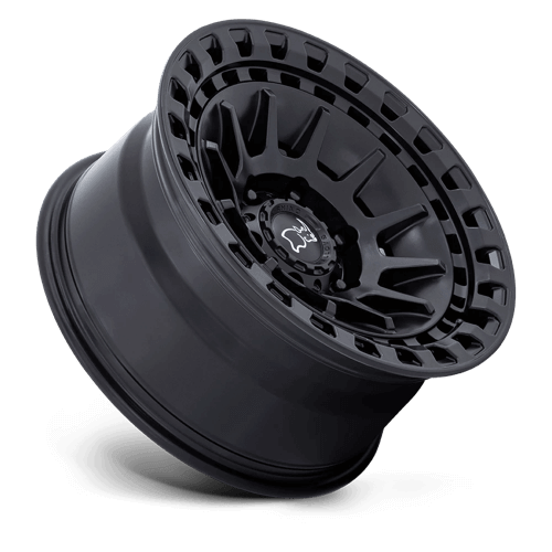 Black Rhino BARRAGE Matte Black wheel showcasing concave design and durable armored ring for off-road vehicles.