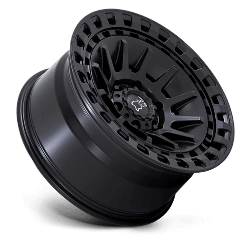 Black Rhino BARRAGE Matte Black wheel showcasing concave monoblock construction and durable design.