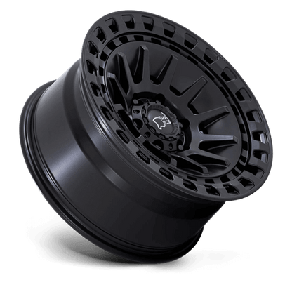 Black Rhino BARRAGE Matte Black wheel showcasing concave monoblock construction and durable design.