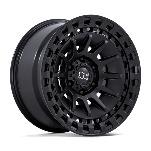 Black Rhino BARRAGE Matte Black wheel showcasing its concave design and durable construction for off-road vehicles.