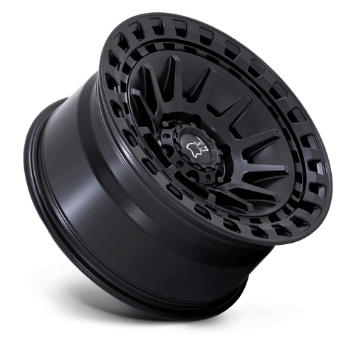 Black Rhino BARRAGE Matte Black wheel showcasing concave monoblock construction and multi-spoke design.