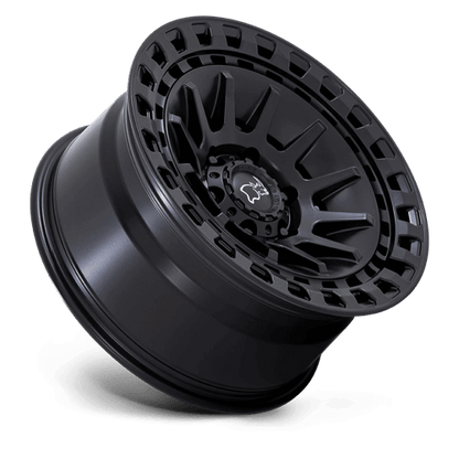 Black Rhino BARRAGE Matte Black wheel showcasing concave monoblock construction and multi-spoke design.
