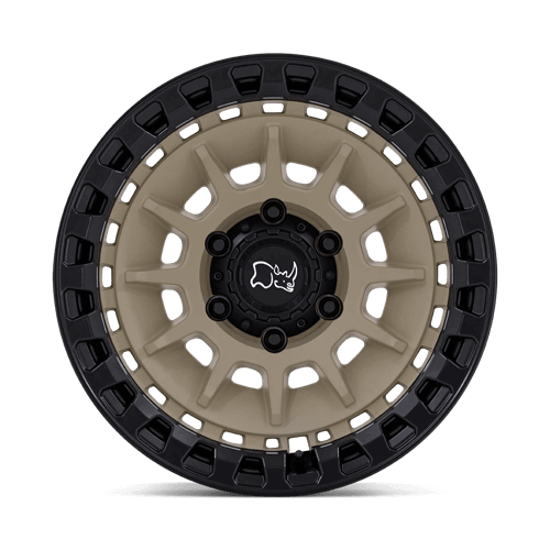 Black Rhino BARRAGE Desert Sand On Matte Black wheel with unique multi-spoke design and durable lip treatment.