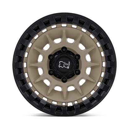Black Rhino BARRAGE Desert Sand On Matte Black wheel with unique multi-spoke design and durable lip treatment.