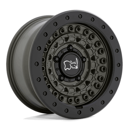 Black Rhino BARRICADE Olive Drab Green W/ Blk Rock wheel showcasing rugged design and mil-spec styling.