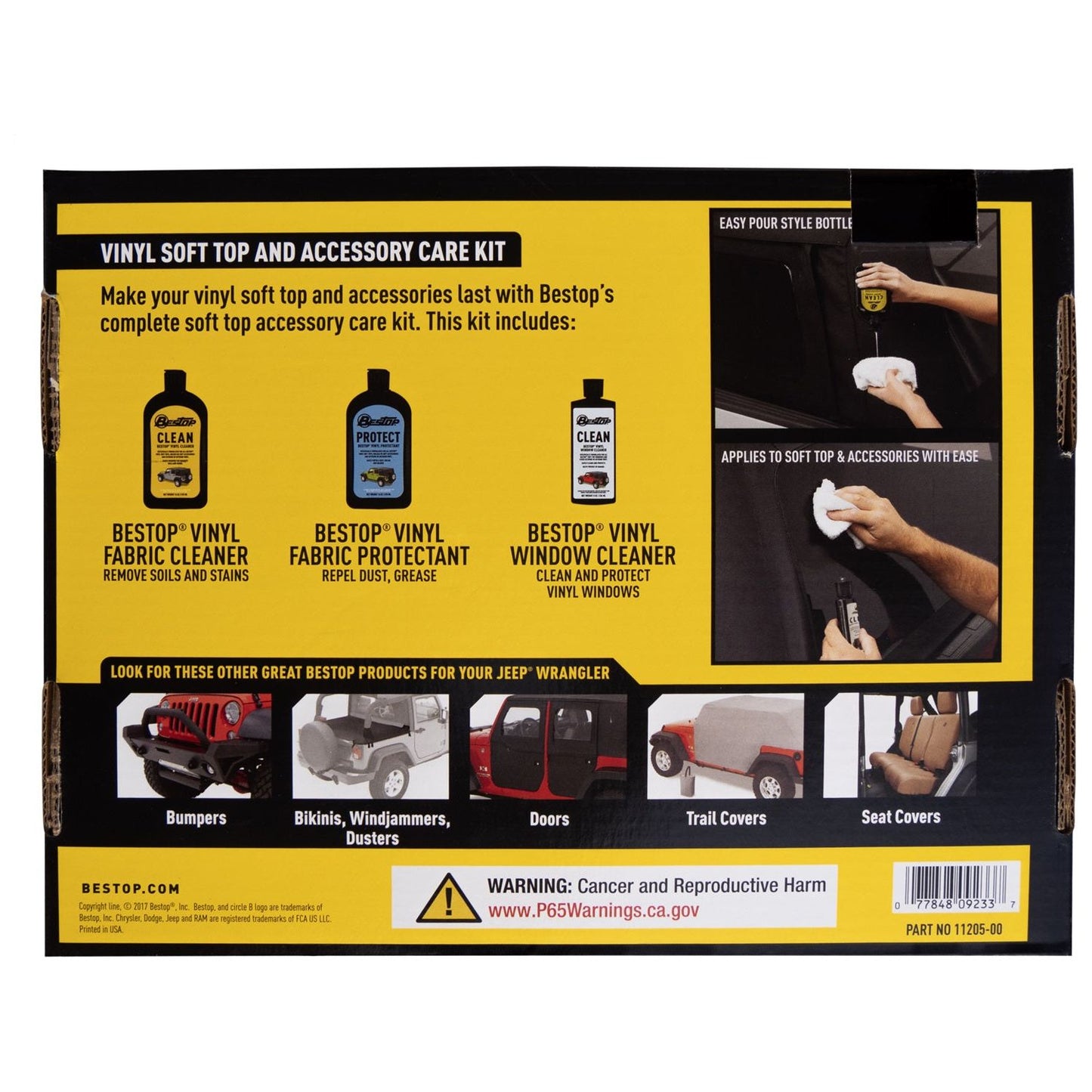 Bestop Bestop Cleaner/Protectant Pack Incl. One Each Cleaner/Protectant/Window Polish Boxed I 11215-00 with care kit instructions.