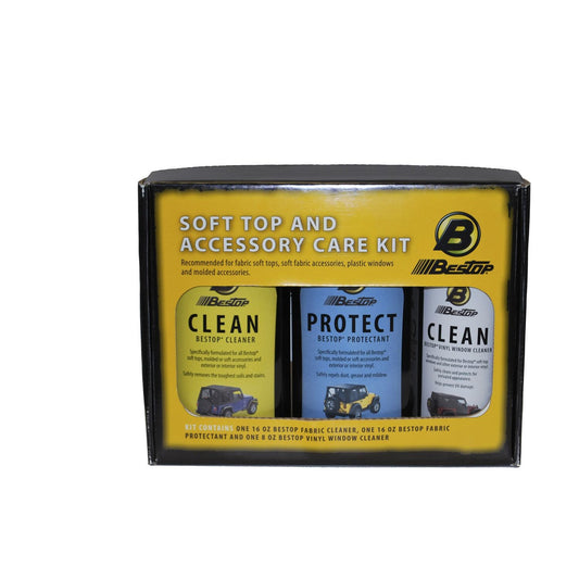 Bestop Bestop Cleaner/Protectant Pack Incl. One Each Cleaner/Protectant/Window Polish Boxed I 11215-00, soft top and accessory care kit.