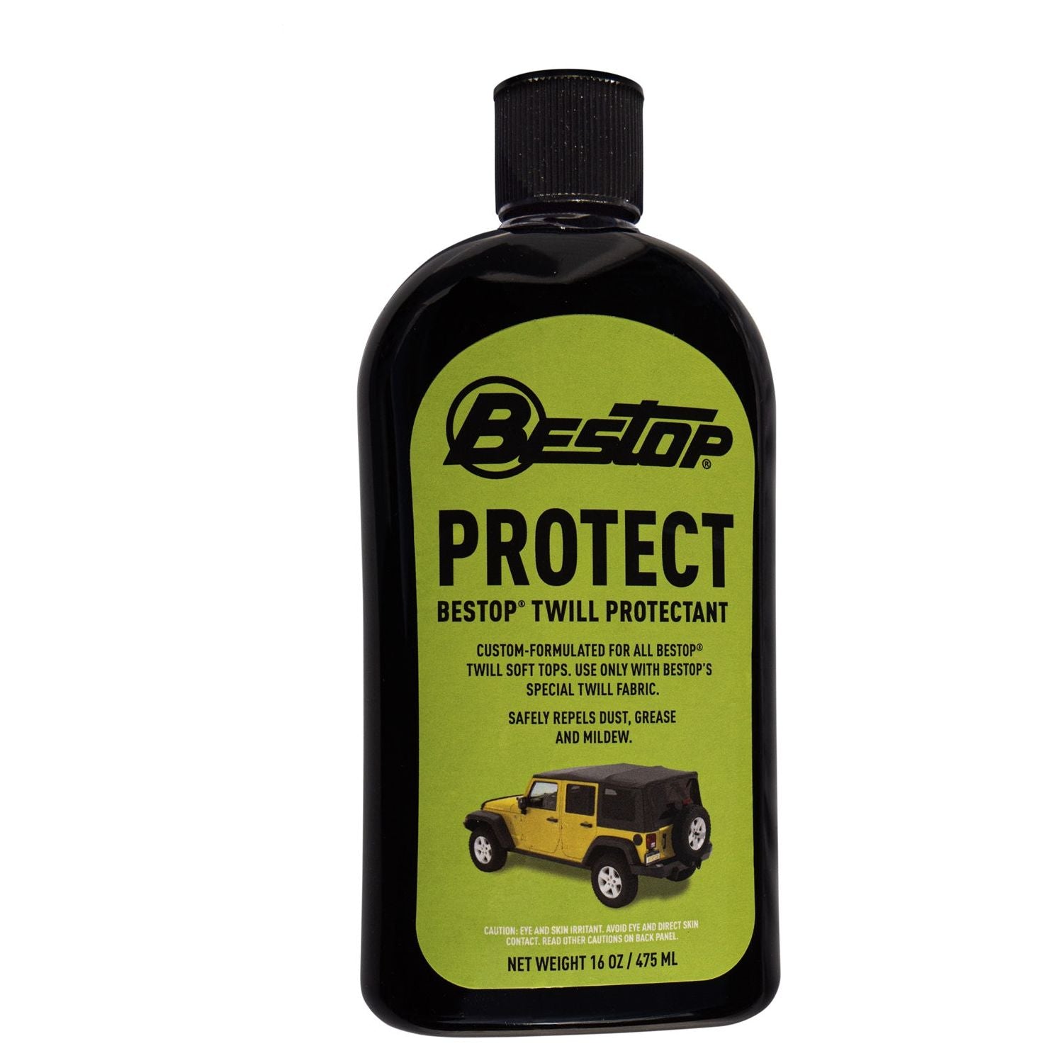 Bestop Bestop Protectant 16 oz. Bottle For Black Twill Soft Tops Boxed I 11217-00 with clean and protect formulation.