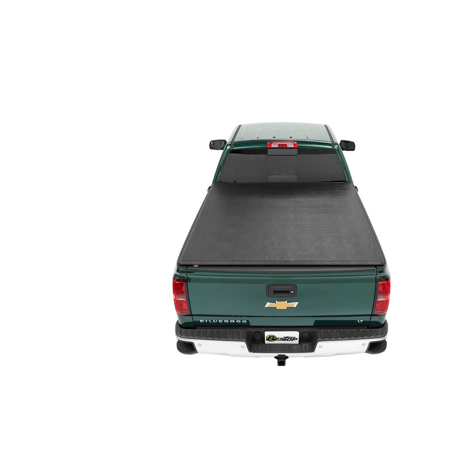 BESTOP | EZ-Roll Soft Tonneau Cover For 1999-2007 Silverado/Sierra 8.0 Foot Black Tailgate Spoiler Not Included Bestop | 19204-01 on green truck