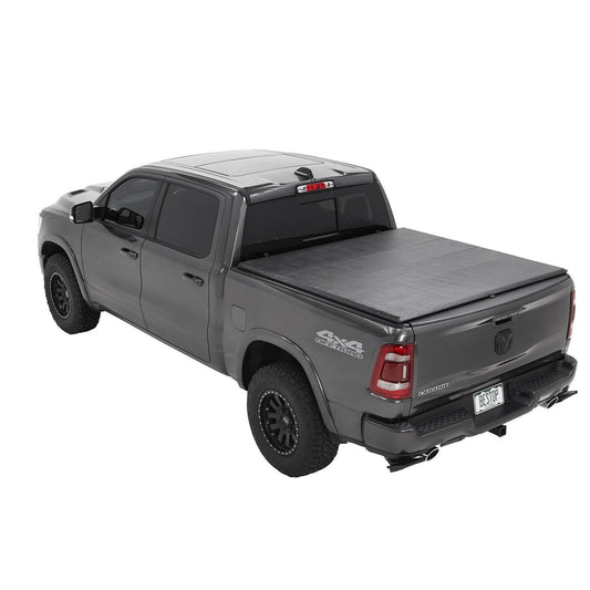 BESTOP | EZ-Roll Soft Tonneau Cover For Ram 2019-2024 1500 5.7 Foot Black Tailgate Spoiler Not Included Bestop | 19227-01 installed on a truck.