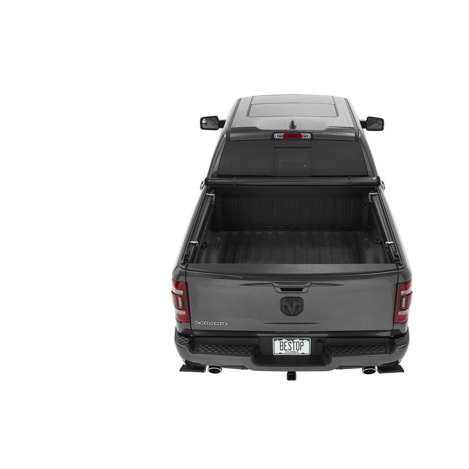 BESTOP | EZ-Roll Soft Tonneau Cover For Ram 2019-2024 1500 5.7 Foot Black Tailgate Spoiler Not Included Bestop | 19227-01 on truck