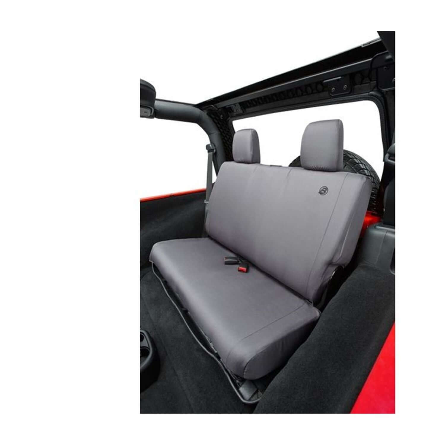 BESTOP | Jeep Wrangler Seat Covers For Jeep 2008-2012 Wrangler JK 4 Door Rear Premium Vinyl Fabric Charcoal Bestop | 29281-09 installed in Jeep