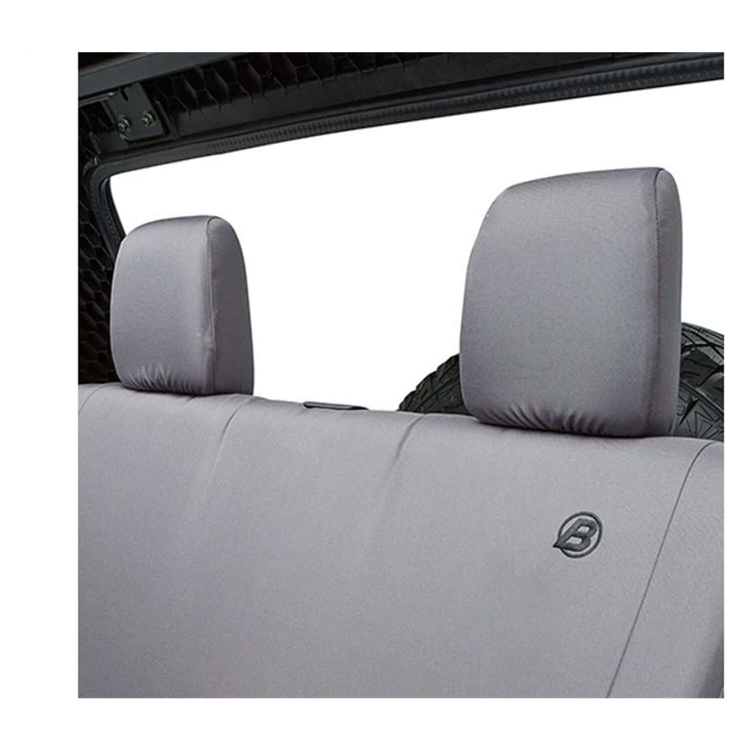 BESTOP | Jeep Wrangler Seat Covers For Jeep 2008-2012 Wrangler JK 4 Door Rear Premium Vinyl Fabric Charcoal Bestop | 29281-09