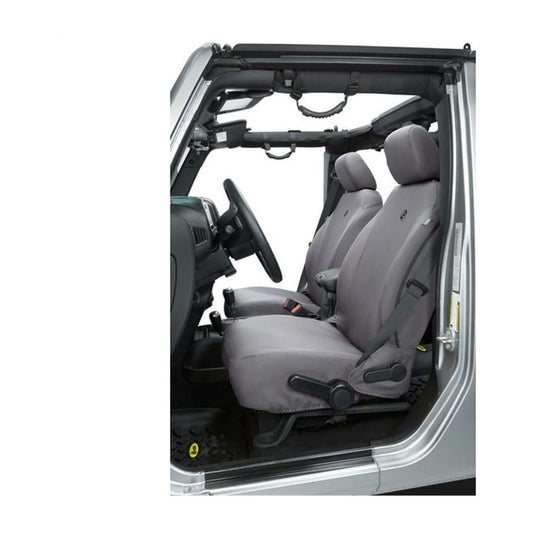 BESTOP | Jeep Wrangler Seat Covers For Jeep 2013-2018 Wrangler JK 4 Door Front Premium Vinyl Fabric Charcoal Bestop | 29283-09 installed