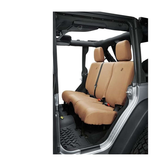 BESTOP | Jeep Wrangler Seat Covers For Jeep 2007, 2013-2018 Wrangler JK 4 Door Rear Premium Vinyl Fabric Tan Bestop | 29284-04