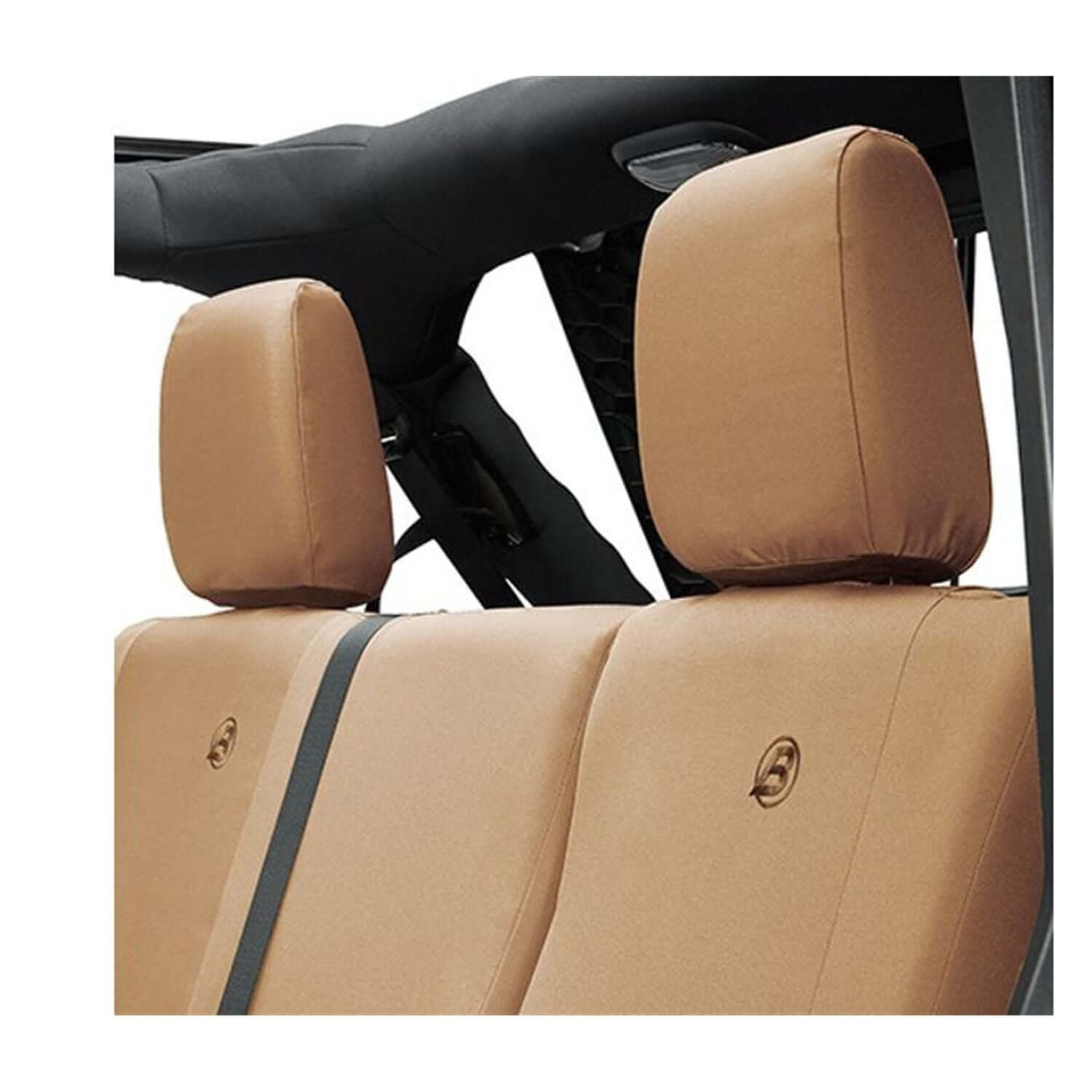 BESTOP | Jeep Wrangler Seat Covers For Jeep 2007, 2013-2018 Wrangler JK 4 Door Rear Premium Vinyl Fabric Tan Bestop | 29284-04
