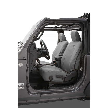BESTOP | Seat Covers Jeep '18-26 Wrangler JL 2-Door Front Charcoal Bestop | 29293-09 installed in a Jeep interior.