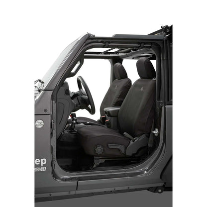 BESTOP | Seat Covers Jeep '18-26 Wrangler JL 2-Door Front Black Diamond Bestop | 29293-35 installed in Jeep interior.