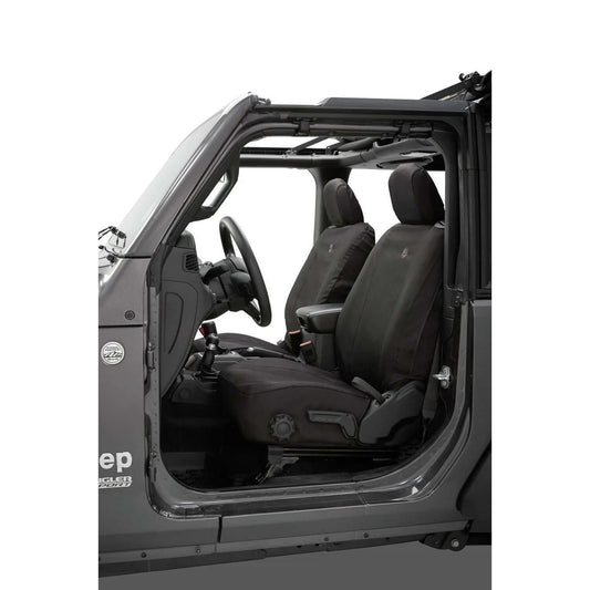 BESTOP | Seat Covers Jeep '18-26 Wrangler JL 2-Door Front Black Diamond Bestop | 29293-35 installed in Jeep interior.