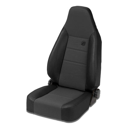 BESTOP | Jeep Bucket Seats Trailmax II Sport Front High Back Bucket Seat For Jeep 1976-1986 CJ7 Center Fabric Insert Black Denim Bestop | 39438-15