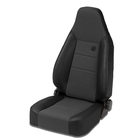 BESTOP | Jeep Bucket Seats Trailmax II Sport Front High Back Bucket Seat For Jeep 1976-1986 CJ7 Center Fabric Insert Black Denim Bestop | 39438-15