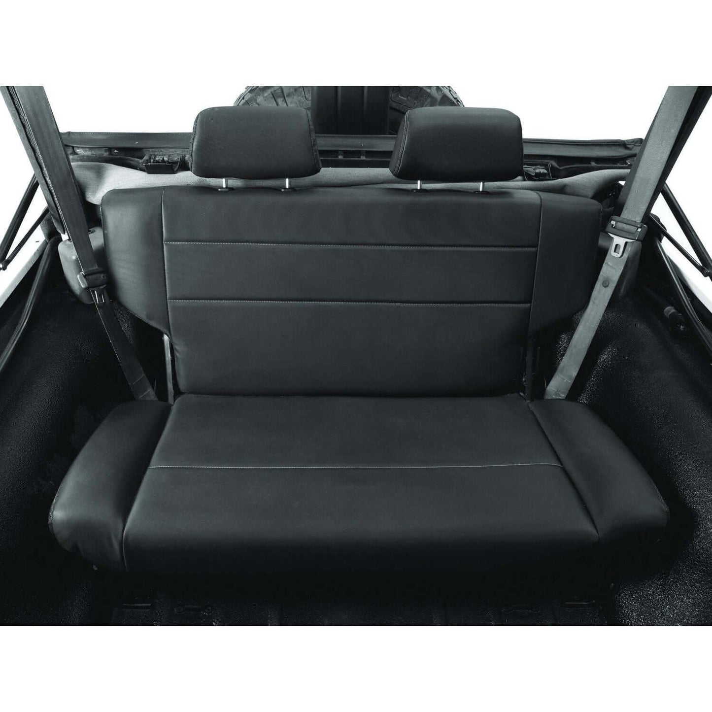 BESTOP | Jeep Rear Bench Seat Trailmax II Fold-N-Tumble Seat For Jeep 1955-1983 CJ5 All Vinyl Black Crush Bestop | 39440-01
