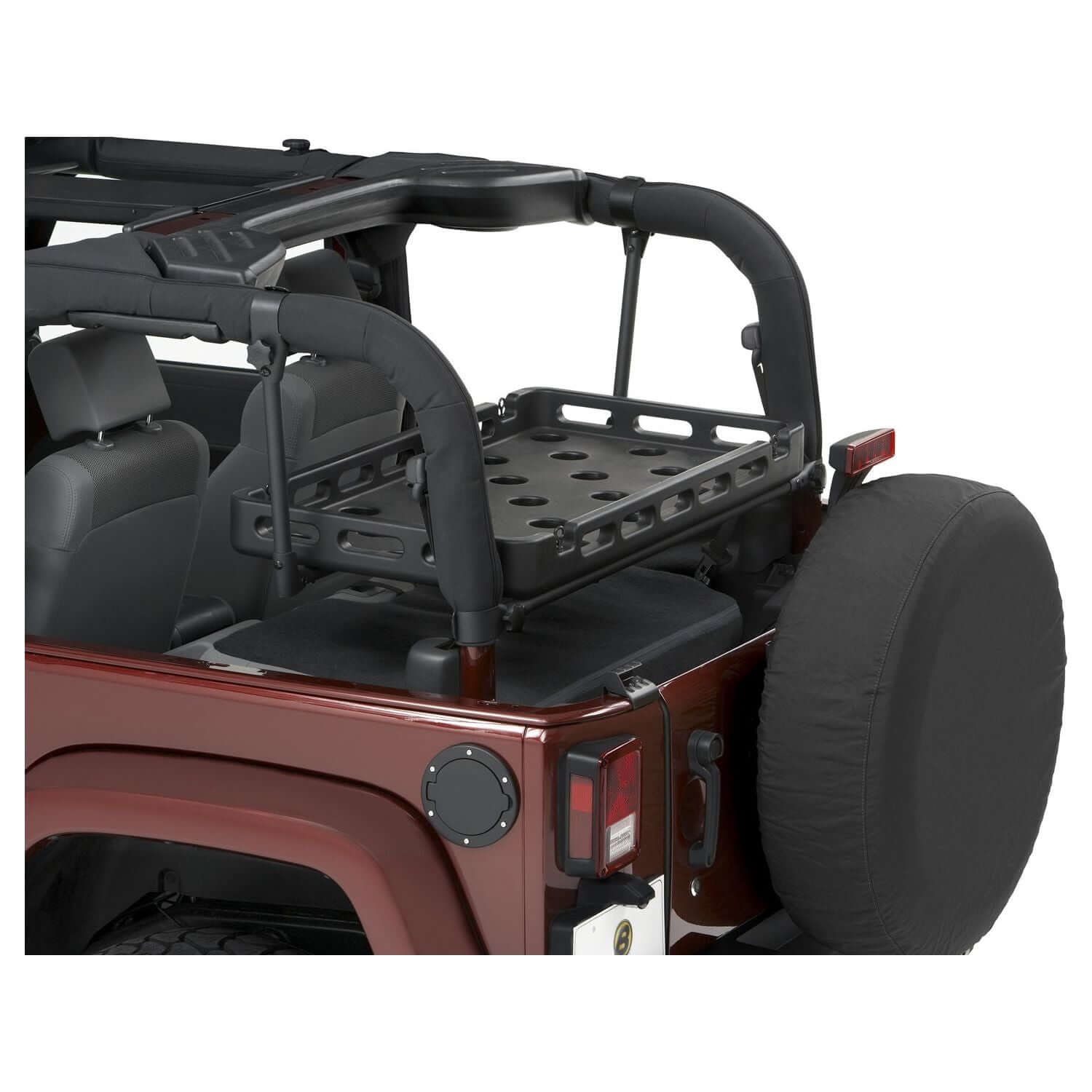 HighRock 4x4 Universal Tray Black Use w/Highrock Overhead Racks Lower Cargo Bracket Kits Tailgate Bracket Kits I 41444-01 installed on Jeep