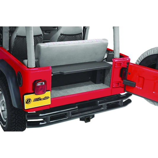 BESTOP | Jeep Instatrunk Modular Kit For Jeep 1987-1995 Wrangler YJ Black Textured Kit Bestop | 42700-01 installed in vehicle trunk