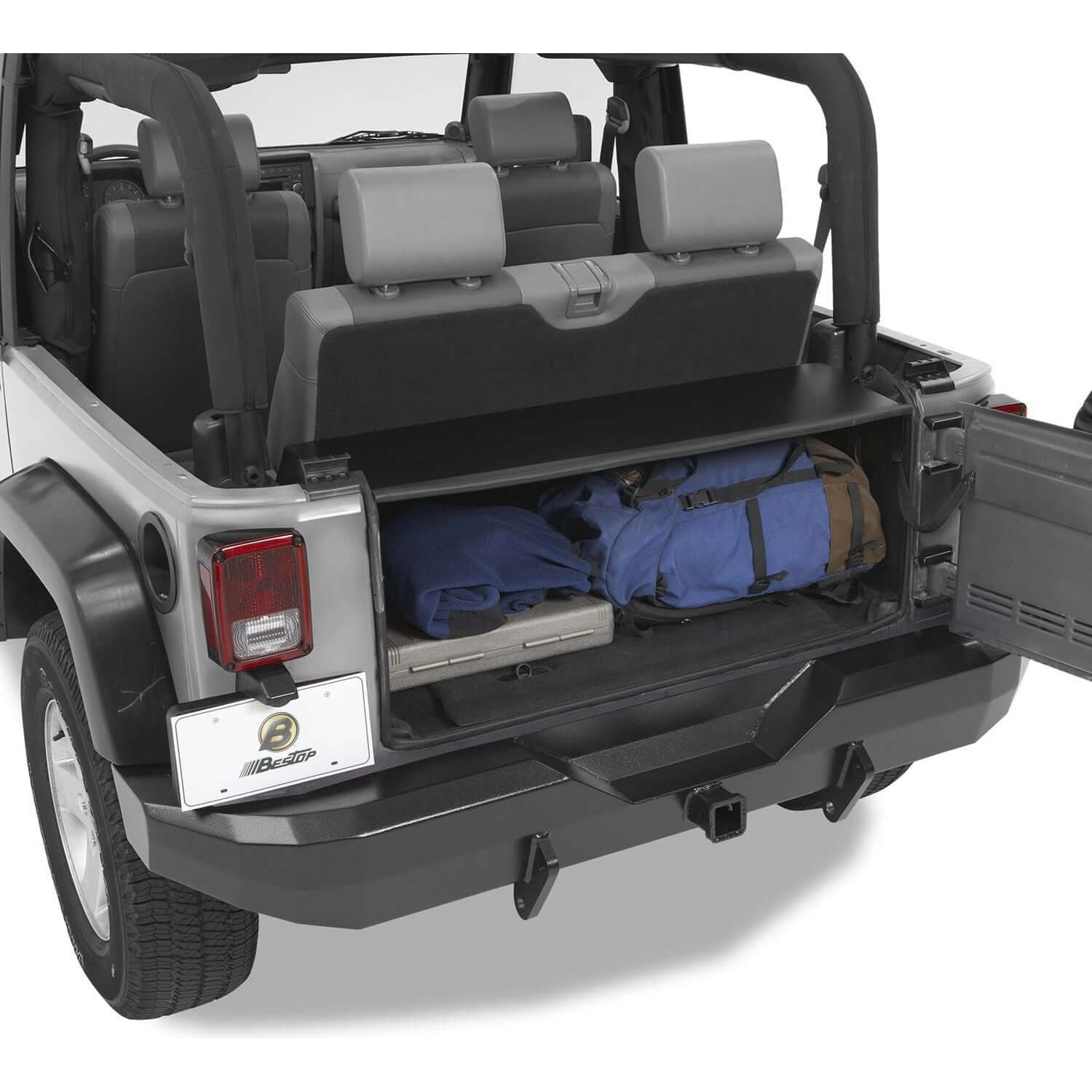 BESTOP | Jeep Instatrunk Modular Kit For Jeep 2011-2018 Wrangler JK Black Textured Kit Bestop | 42704-01 installed in Jeep