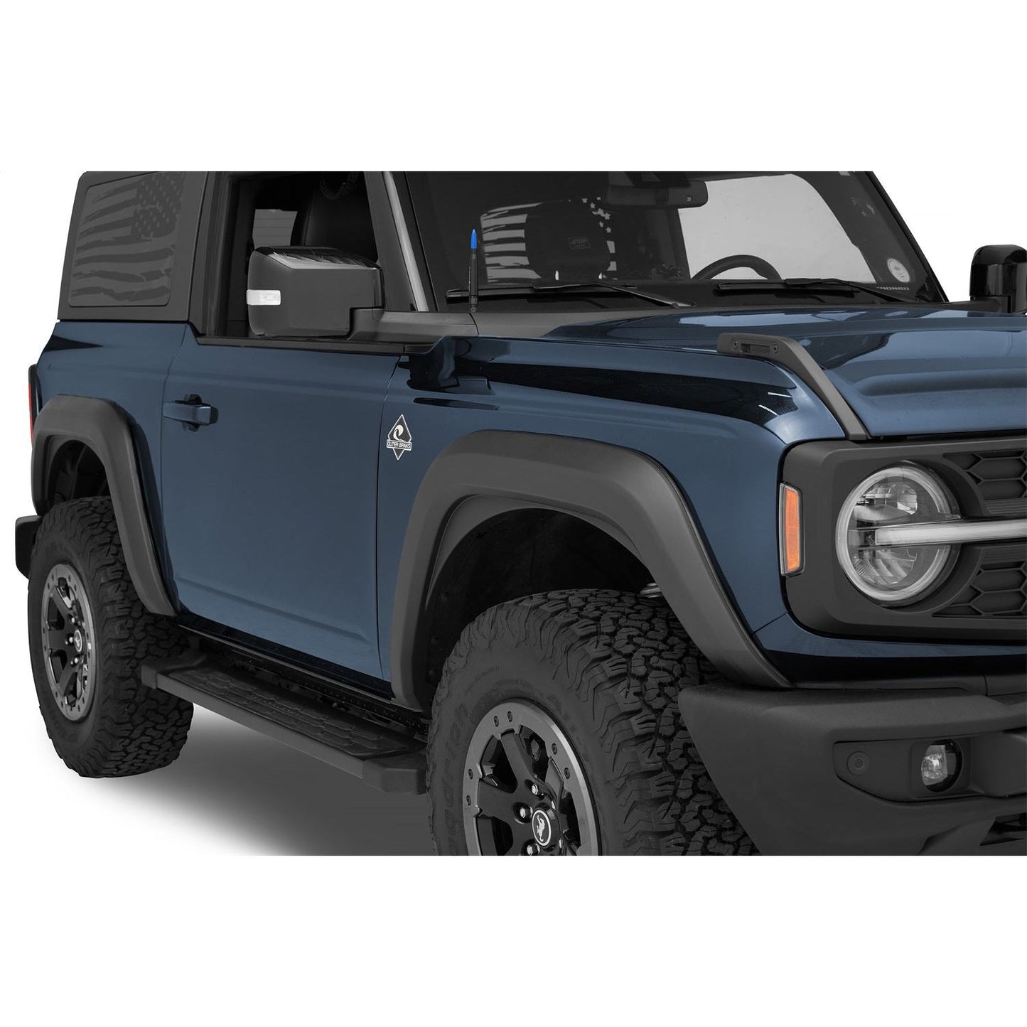 BESTOP | Bronco Fender Flares '21-26 Bronco Color: Black Number of Doors: 2-Door Bestop | 49700-01 on a blue Ford Bronco