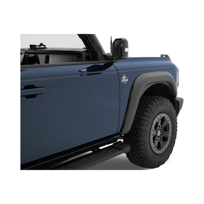 BESTOP | Bronco Fender Flares '21-26 Bronco Color: Black Number of Doors: 2-Door Bestop | 49700-01 installed on a blue Bronco