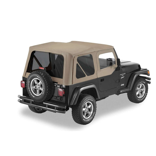 BESTOP | Replace-A-Top for OEM Hardware For Jeep 1997-2002 Wrangler TJ Tinted Dark Tan Door Skins Included Bestop | 51124-33