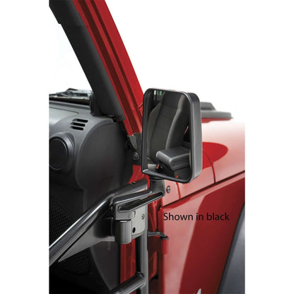 BESTOP | Jeep Mirror Replacement Set For Jeep 1987-1995 Wrangler YJ Slotted Arm Design Chrome Cast Aluminum Bestop | 51262-00 shown in black