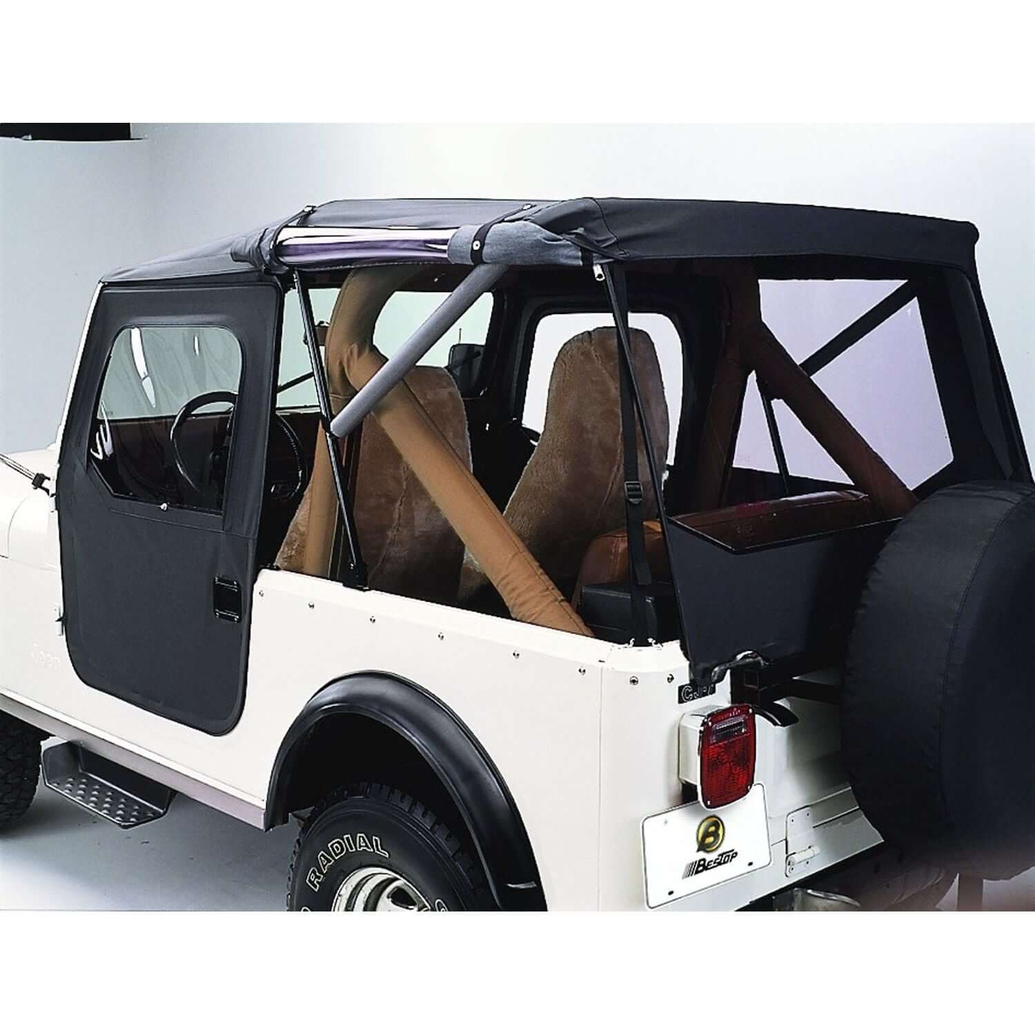 BESTOP | Tigertop Jeep Soft Top For Jeep 1976-1986 CJ7 Black Crush Bestop | 51408-01 installed on a Jeep.