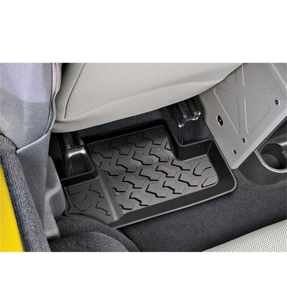 BESTOP | Jeep Wrangler Floor Mats Rear For Jeep 2011-2018 Wrangler JK Black Pair Bestop | 51503-01 installed in vehicle.