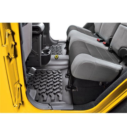 BESTOP | Jeep Wrangler Floor Mats Rear For Jeep 2007-2018 Wrangler JK Black Each Bestop | 51504-01 installed in Jeep interior