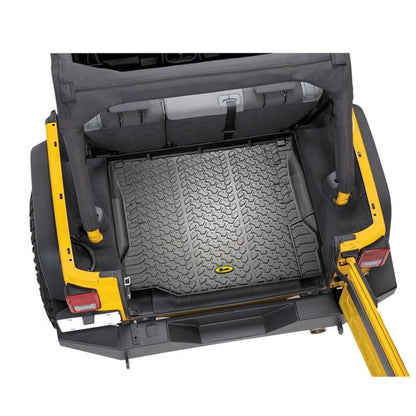 BESTOP | Rear Jeep Cargo Liner For Jeep 2011-2018 Wrangler JK Black Bestop | 51507-01 installed in Jeep cargo space.
