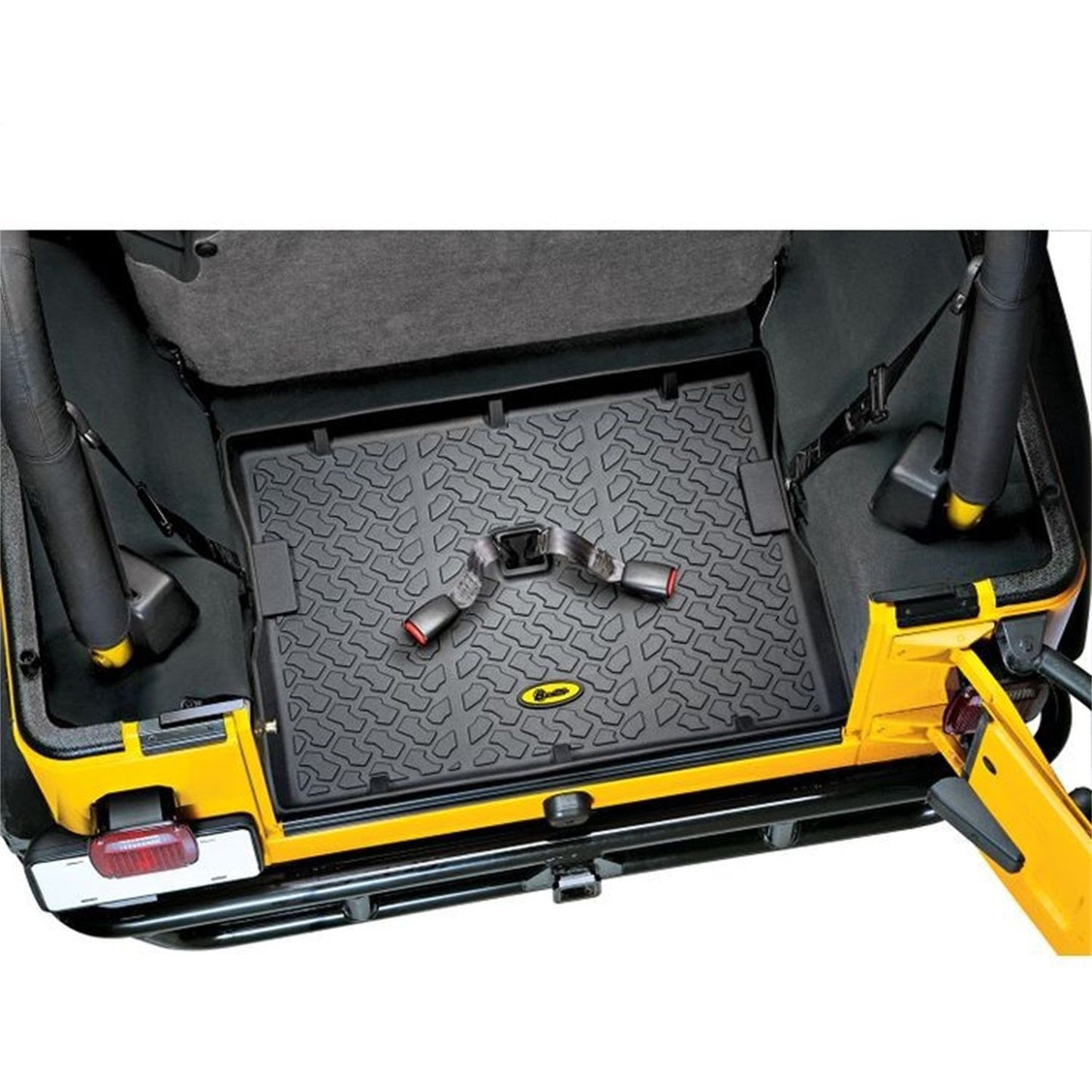 BESTOP | Rear Jeep Cargo Liner For Jeep 1976-1986 CJ7 Black Bestop | 51512-01 installed in Jeep cargo area.