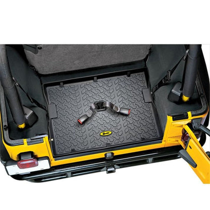 BESTOP | Rear Jeep Cargo Liner For Jeep 1976-1986 CJ7 Black Bestop | 51512-01 installed in Jeep cargo area.