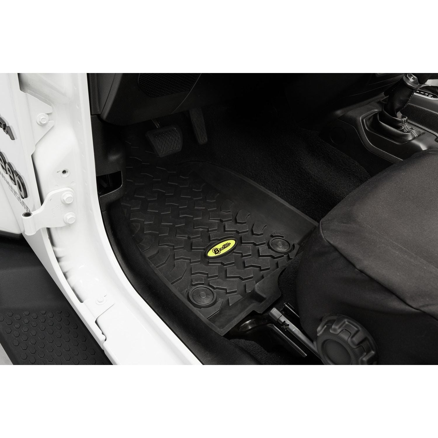 BESTOP | Floor Mats Jeep '20-26 Gladiator '18-26 Wrangler JL Front Black Bestop | 51514-01 installed in vehicle