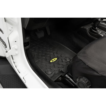 BESTOP | Floor Mats Jeep '20-26 Gladiator '18-26 Wrangler JL Front Black Bestop | 51514-01 installed in vehicle