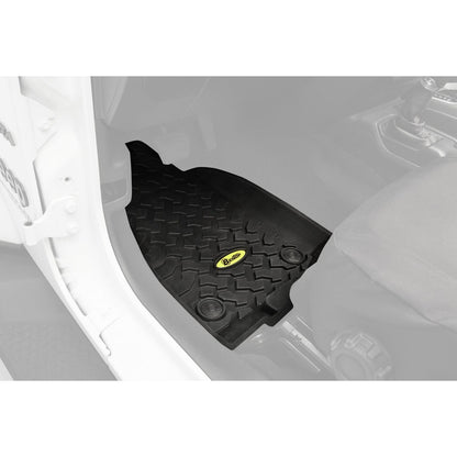 BESTOP | Floor Mats Jeep '20-26 Gladiator '18-26 Wrangler JL Front Black Bestop | 51514-01 installed in vehicle